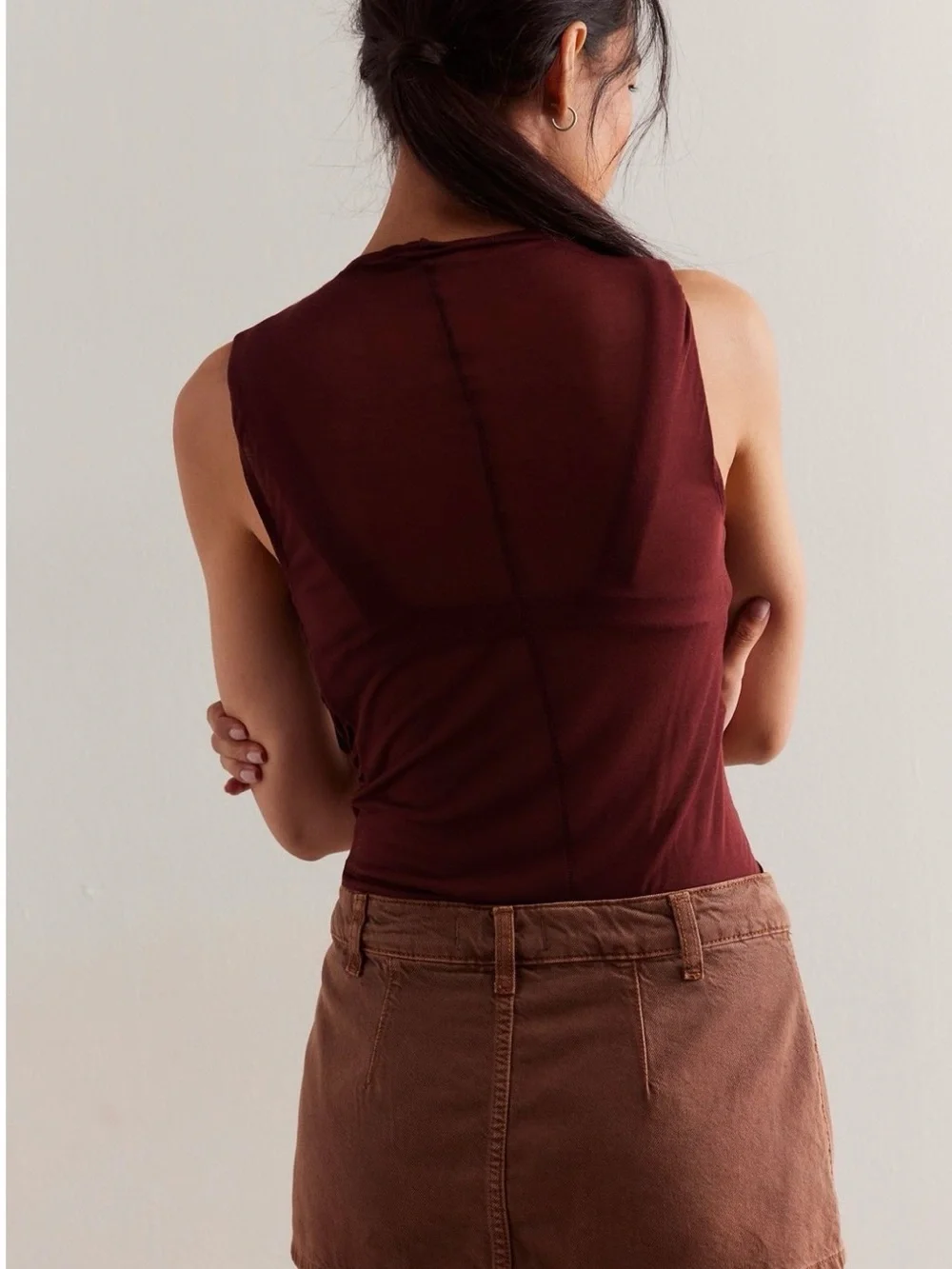 NWOT- We the Free - Gallivanting Peekaboo Skort- Size 27 - Chocolate Mousse